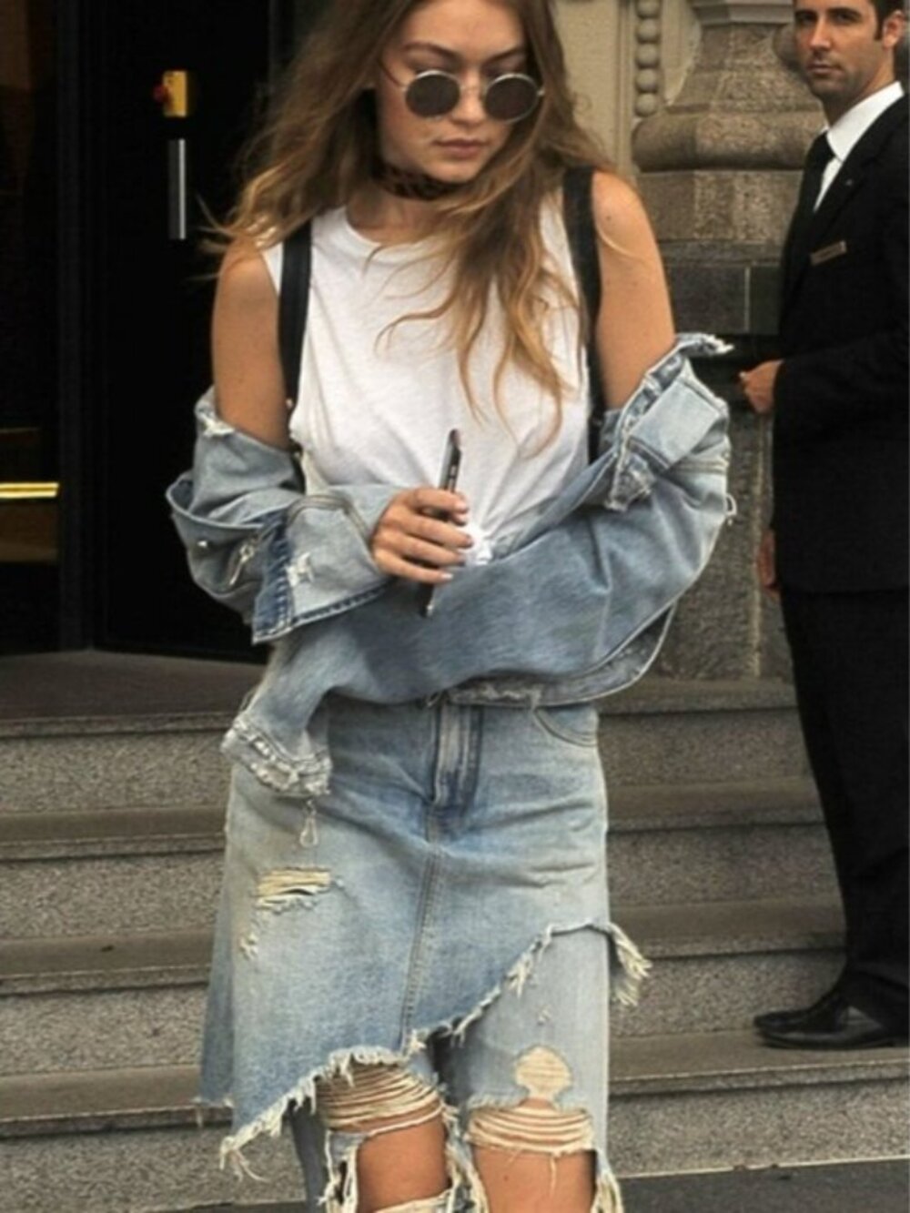 R13 Jeans Blue Distressed Skirt Overlay 27